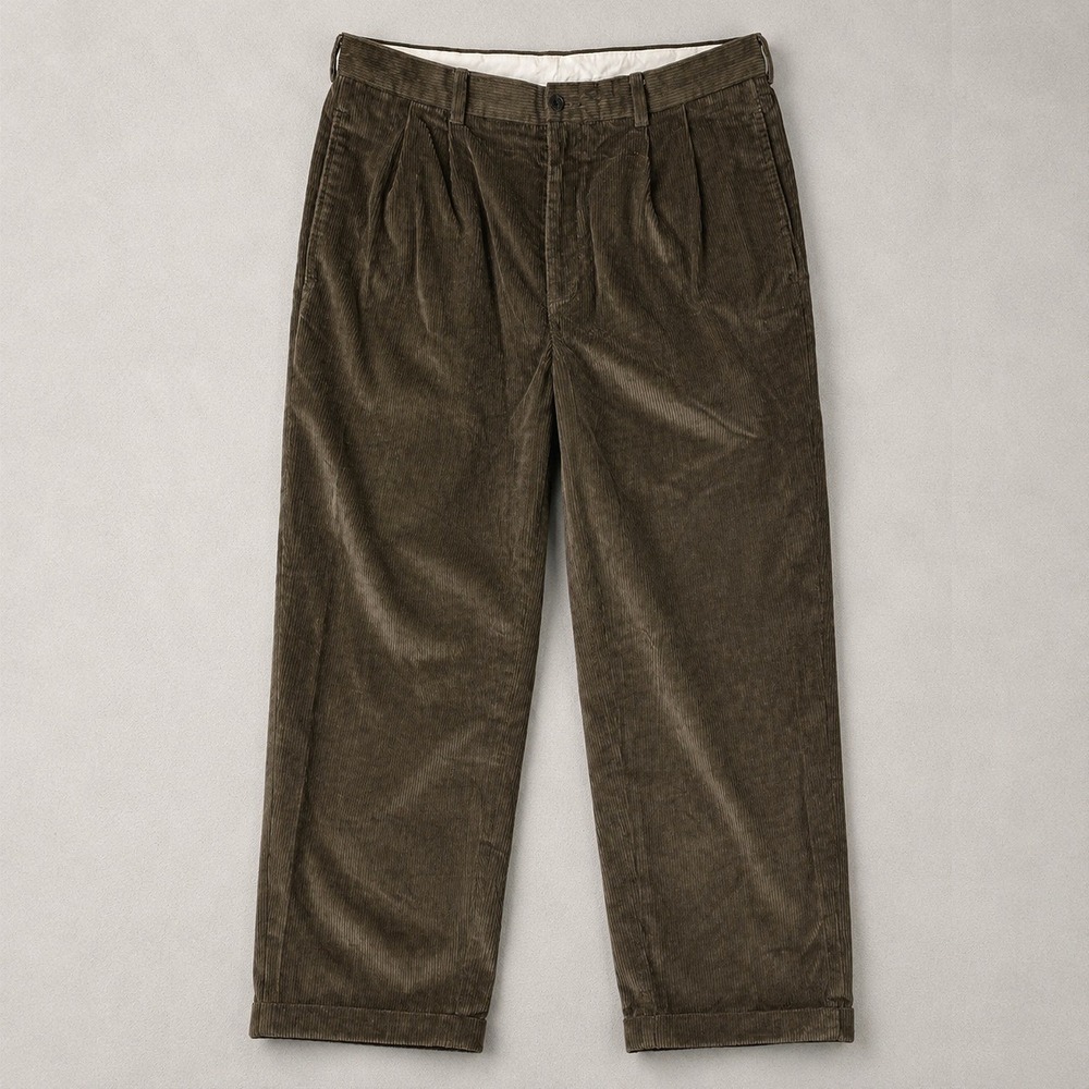 Vintage Brooks Brothers Corduroy Trousers Mens 38x30 Brown Double Pleated Preppy